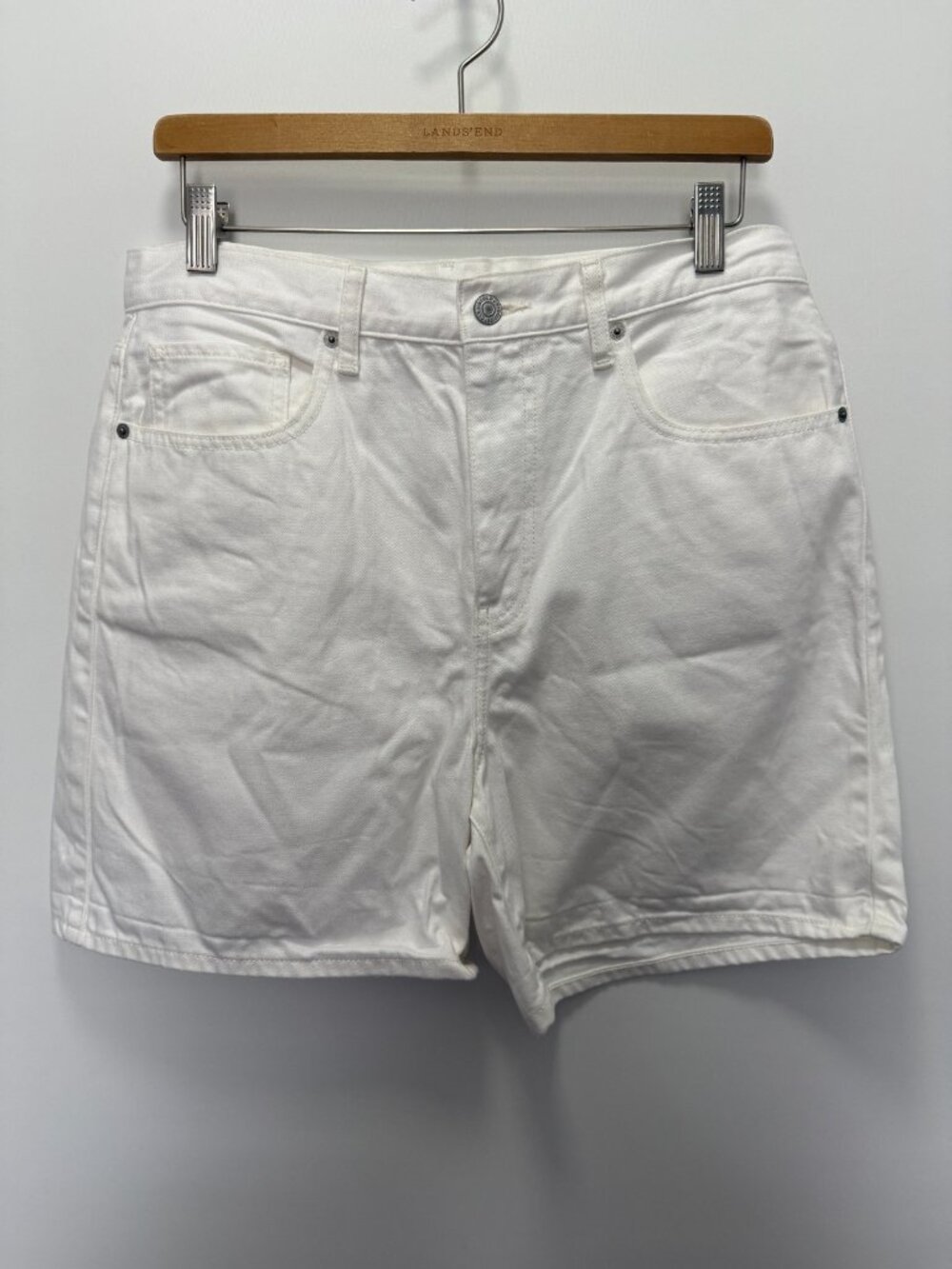 Uniqlo Jeans High Rise Denim Shorts White Solid Casual Women's Sz 32